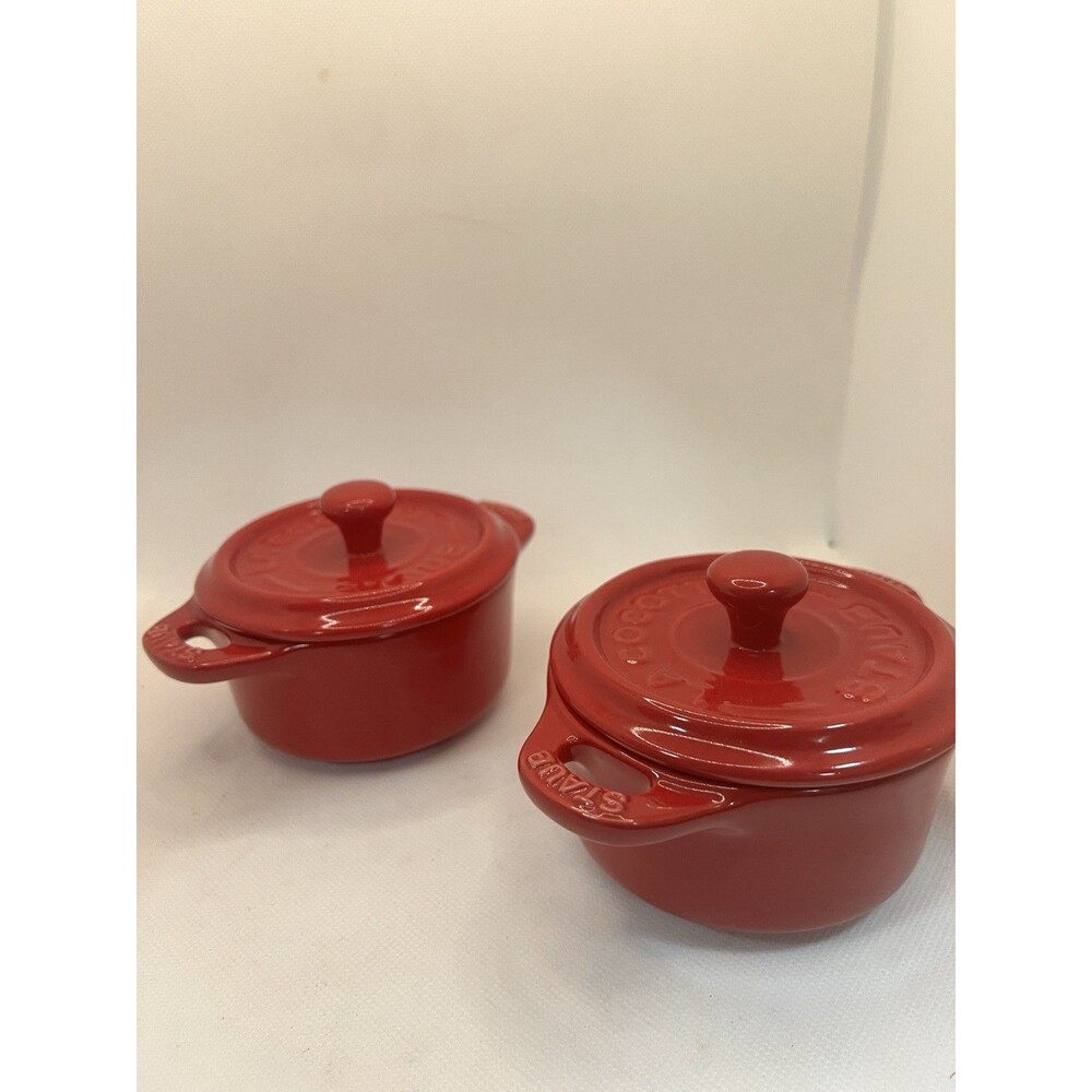 2 STAUB La Cocotte Mini Dutch Oven Casserole Stoneware Bakeware red valentine's